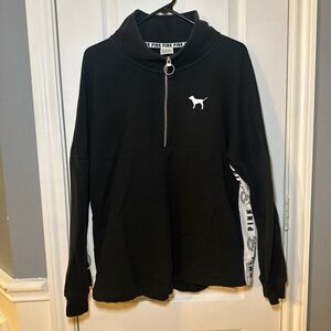 Victoria’s Secret PINK 3/4 Zip Black Pullover- Medium‎